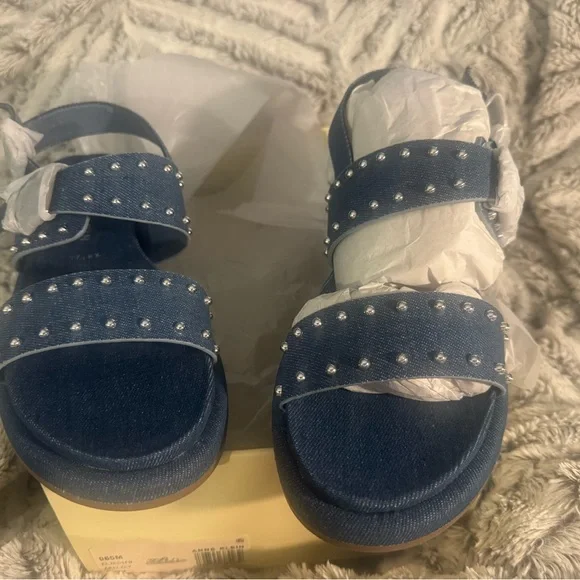 Anne Klein Denim Blue Studded sandals - Picture 3 of 4